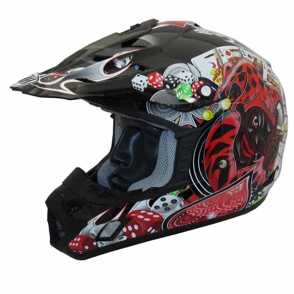 TH-TX12-BJ-size - The THH TX-12 Black Joker #5 offroad/dirt helmet is available for adults and also for youth